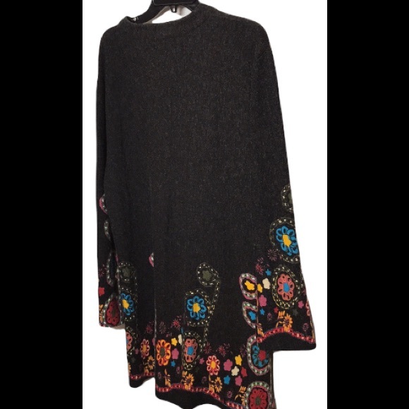 ICE SILK V-Neck Button Closure Floral Boho Sweater Dress.. Size:2XL - Picture 3 of 13